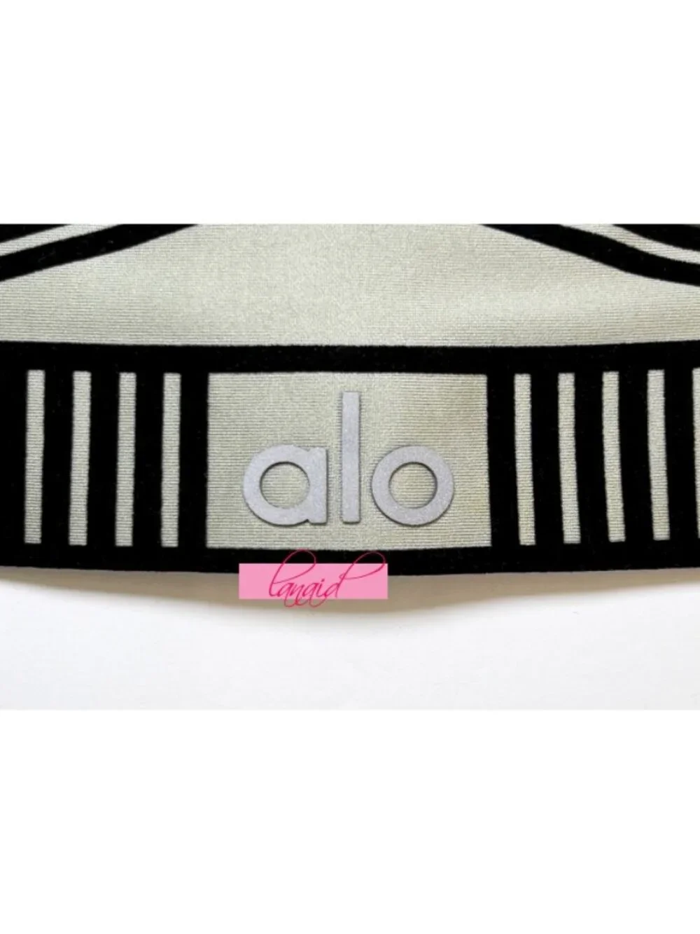 Alo Airlift Line Up Bra Limestone Black Padded Sports Bralette Tank Crop Top XS